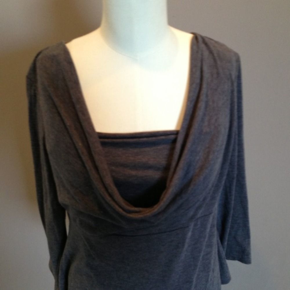 NY&Co Classic Dark Grey Cowl Neck Top